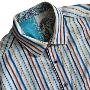Robert Graham Multi-Coloured Striped Shirt Long Sleeve Button Up Flip Cuff XL